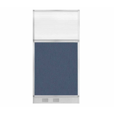 VERSARE Hush Panel Configurable Cubicle Partition 3' x 6' Ocean Fabric Clear Fluted Window w/ Cable Channel 1856315-1